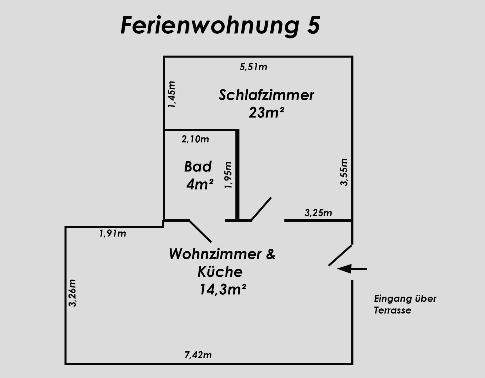 Grundriss Ferienwohnung 5 - nicht maßstabsgerecht! Grundriss Ferienwohnung 5 - nicht maßstabsgerecht!