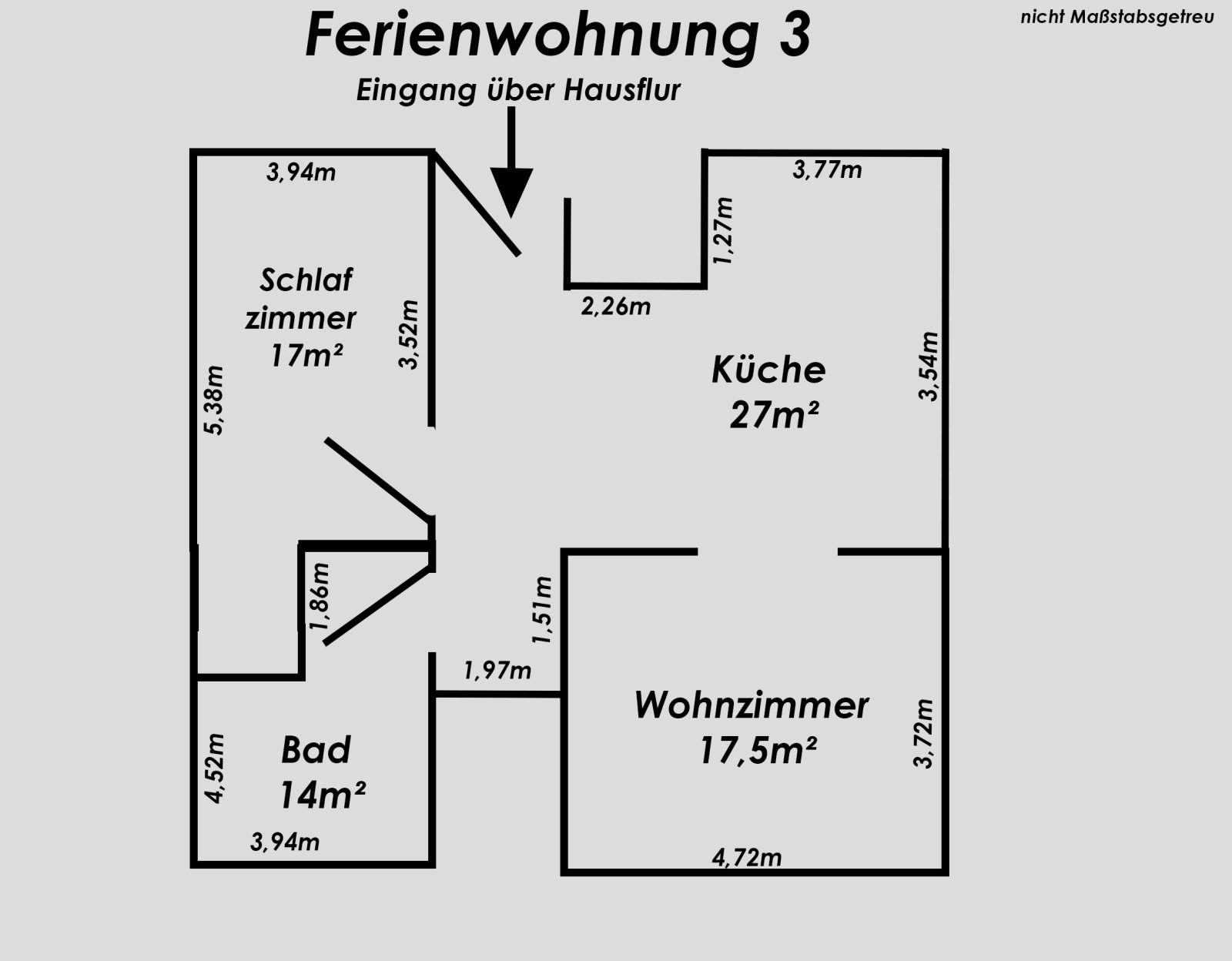 Grundriss Ferienwohnung 3 - nicht maßstabsgerecht! Grundriss Ferienwohnung 3 - nicht maßstabsgerecht!