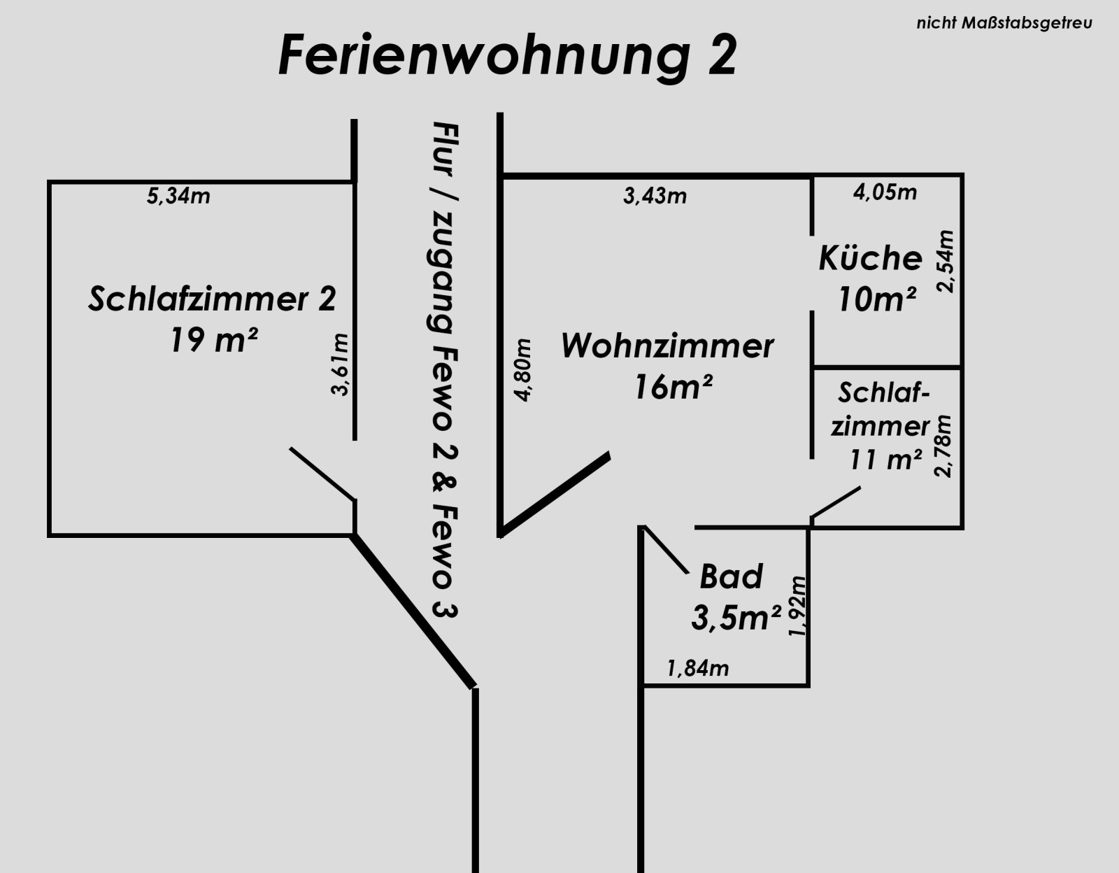 Grundriss Ferienwohnung 2 - nicht maßstabsgerecht! Grundriss Ferienwohnung 2 - nicht maßstabsgerecht!