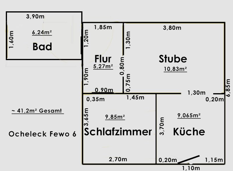 Grundriss Ferienwohnung 6 - nicht maßstabsgerecht! Grundriss Ferienwohnung 6 - nicht maßstabsgerecht!
